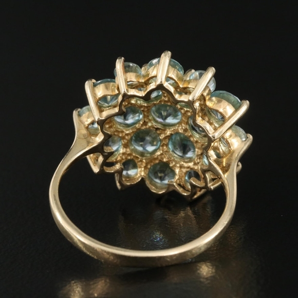 10K Natural Blue Zircon Cluster Ring - Size 7 - Picture 5 of 8